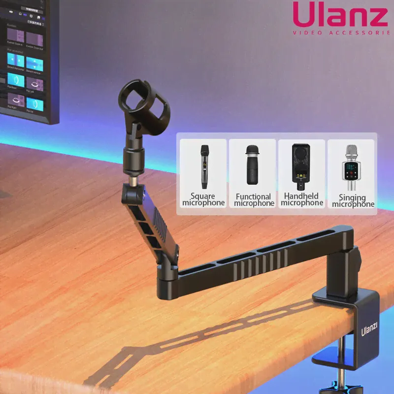 Ulanzi LS26 Выдвижной держатель микрофона для записи, Подвесная стрела, Ножничный рычаг, подставка, держатель с зажимом для микрофона, настольный Монтажный зажим
