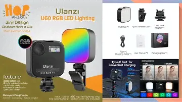 ULANZI U60 RGB Video Light Creative LED Konten Mabient Effect with TFT Display&Clip for Streaming
