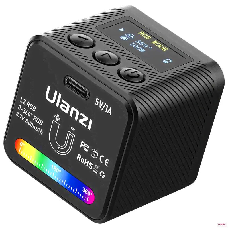 Магнитный мини-светильник Ulanzi L2 RGB для видеосъемки Для Gopro Hero 10 9 7 5 4 DSLR светодиодный светильник для камеры с сотовым диффузором комплект свет... (art.: 3920bdcfac1dc)