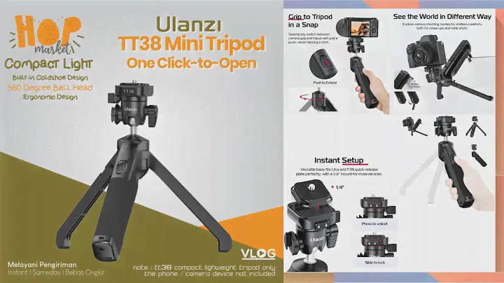 ULANZI TT38 One Click Open Grip Tripod Portable Handle/Mantis/Other Mode For Smartphone/Camera